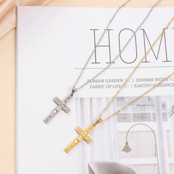 Titanium Steel Geometric Cross Electroplated Women's Necklace