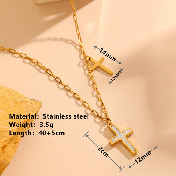 Titanium Steel Geometric Cross Pendant Jewelry Necklace For Women