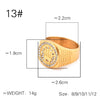 Titanium Steel Geometric Crown Three Beads Ring For Men And Women