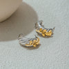 Titanium Steel Geometric Cshaped Electroplated Earrings With Rose Gold And Silver Color Matching For Women