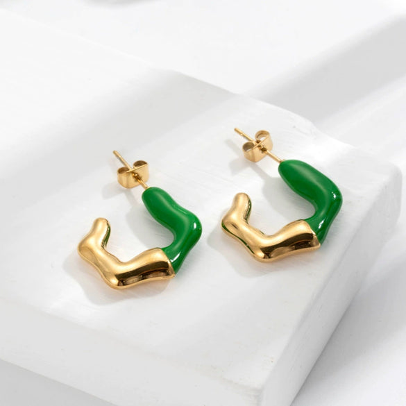 Titanium Steel Geometric Cshaped Electroplated Elegant Women's Earrings