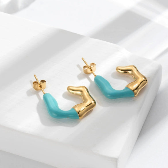 Titanium Steel Geometric Cshaped Electroplated Elegant Women's Earrings