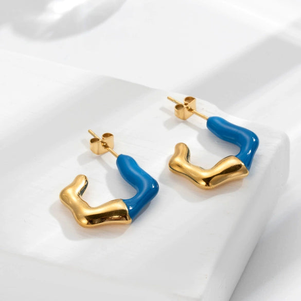 Titanium Steel Geometric Cshaped Electroplated Elegant Women's Earrings