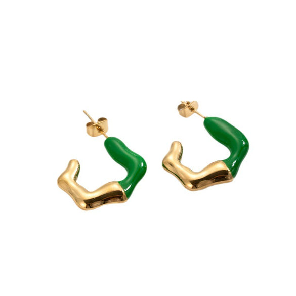 Titanium Steel Geometric Cshaped Electroplated Elegant Women's Earrings