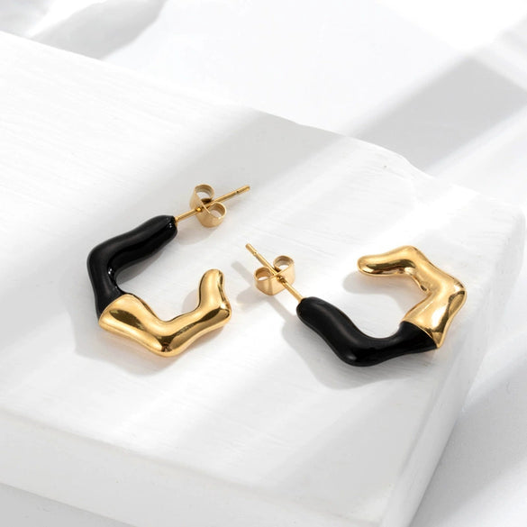 Titanium Steel Geometric Cshaped Electroplated Elegant Women's Earrings