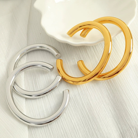 316L Stainless Steel Geometric Cshaped Round Glossy Electroplated Bracelet