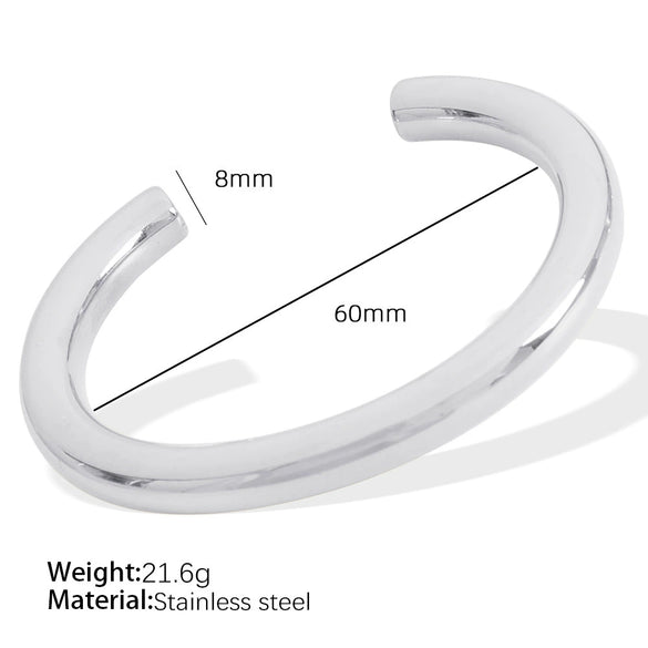 316L Stainless Steel Geometric Cshaped Round Glossy Electroplated Bracelet