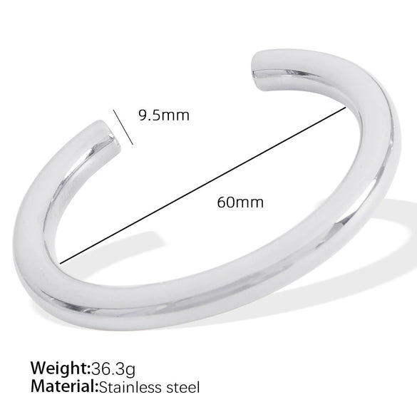 316L Stainless Steel Geometric Cshaped Round Glossy Electroplated Bracelet