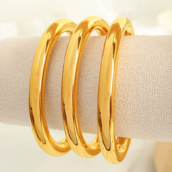 316L Stainless Steel Geometric Cshaped Round Glossy Electroplated Bracelet