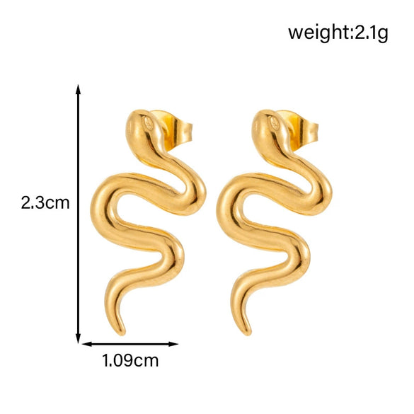 Titanium Steel Geometric Cshaped Snakeshaped Hollow Light Luxury Earrings With Electroplating For Women