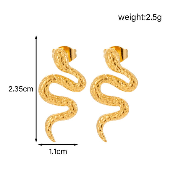 Titanium Steel Geometric Cshaped Snakeshaped Hollow Light Luxury Earrings With Electroplating For Women