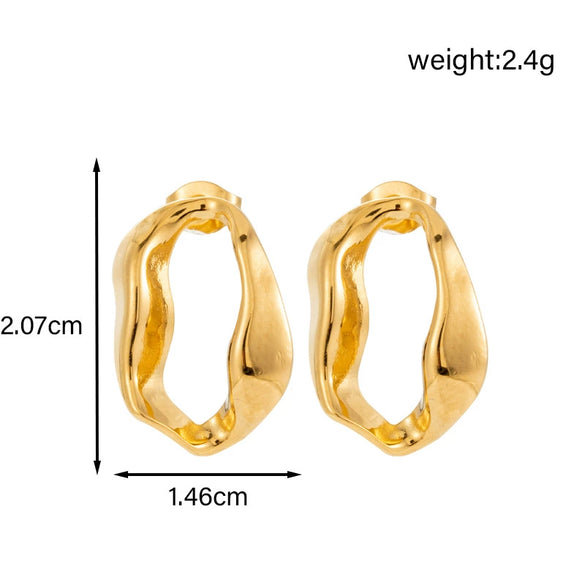 Titanium Steel Geometric Cshaped Snakeshaped Hollow Light Luxury Earrings With Electroplating For Women