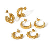Titanium Steel Geometric Ctype Twisted Electroplated Earrings