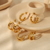 Titanium Steel Geometric Ctype Twisted Electroplated Earrings