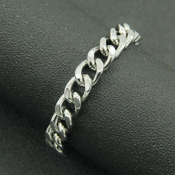 Titanium Steel Geometric Cuban Chain Bracelet For Men Street Punk Motorcycle Style