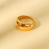 Titanium Steel Geometric Curved Plain Ring For Women With 18K Gold Electroplating