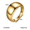 Titanium Steel Geometric Curved Plain Ring For Women With 18K Gold Electroplating