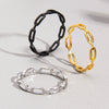 Titanium Steel Geometric Cut Out Chain Shape Ring Electroplated