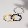 Titanium Steel Geometric Cut Out Chain Shape Ring Electroplated