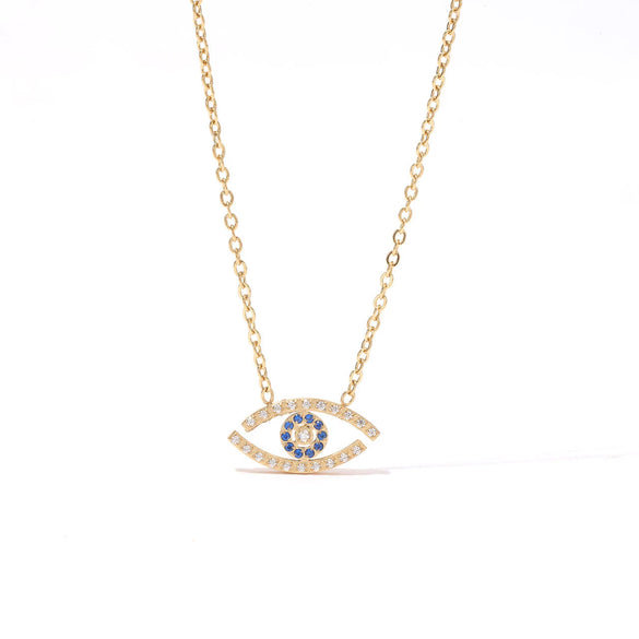 Titanium Steel Geometric Devil's Eye Necklace For Women With Electroplating Design