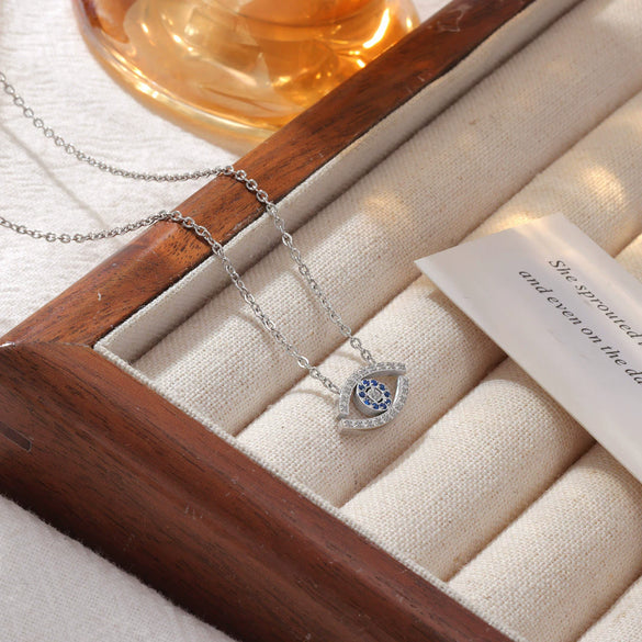 Titanium Steel Geometric Devil's Eye Necklace For Women With Electroplating Design
