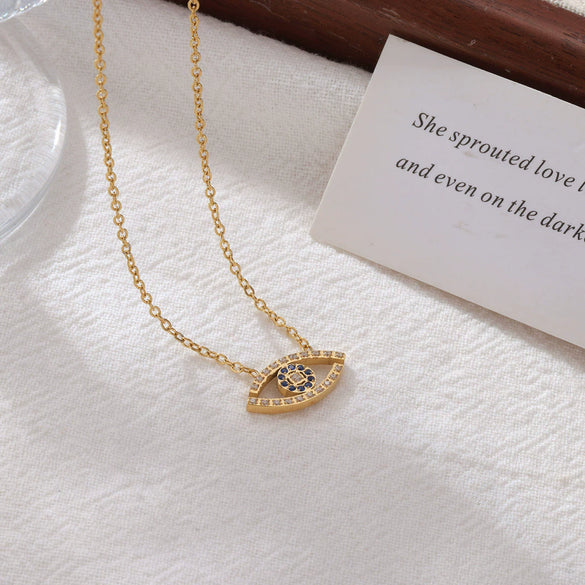 Titanium Steel Geometric Devil's Eye Necklace For Women With Electroplating Design