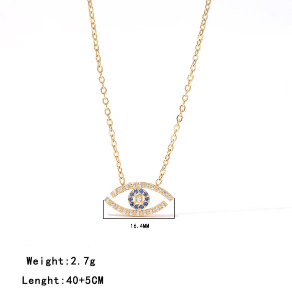 Titanium Steel Geometric Devil's Eye Necklace For Women With Electroplating Design