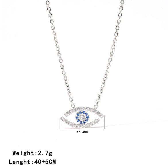 Titanium Steel Geometric Devil's Eye Necklace For Women With Electroplating Design