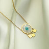 Titanium Steel Geometric Devil's Eye Tassel Pendant Necklace For Women
