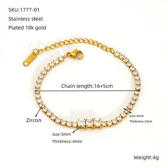 Titanium Steel Geometric Diamond Bracelet