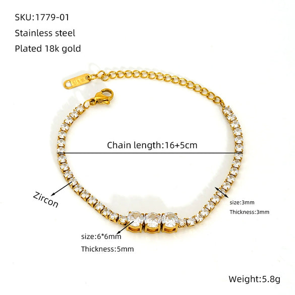 Titanium Steel Geometric Diamond Bracelet