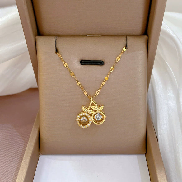 Titanium Steel Geometric Diamond Inlaid Women's Fashionable Clavicle Necklace