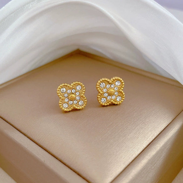 Titanium Steel Geometric Diamond Light Luxury Earrings For Women