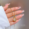 Titanium Steel Geometric Diamond Micro Zircon Tulip Opel Pendant Necklace For Women