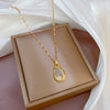 Titanium Steel Geometric Diamond Micro Zircon Tulip Opel Pendant Necklace For Women