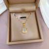 Titanium Steel Geometric Diamond Micro Zircon Tulip Opel Pendant Necklace For Women