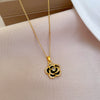 Titanium Steel Geometric Diamond Microencrusted Camellia Necklace For Women Ochain Accessory