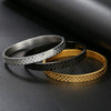 Titanium Steel Geometric Diamond Pattern Open Bracelet Unisex Retro Trendy Frosted Electroplated