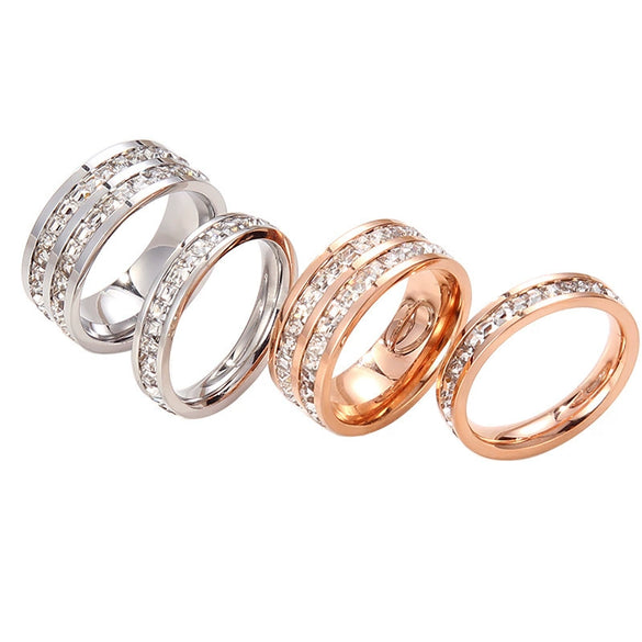 Titanium Steel Geometric Diamond Ring Unisex