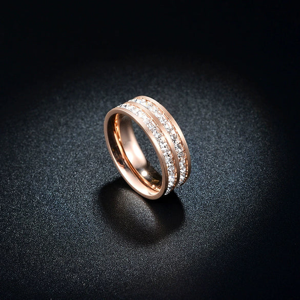 Titanium Steel Geometric Diamond Ring Unisex