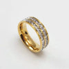 Titanium Steel Geometric Diamond Ring Unisex