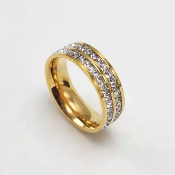 Titanium Steel Geometric Diamond Ring Unisex
