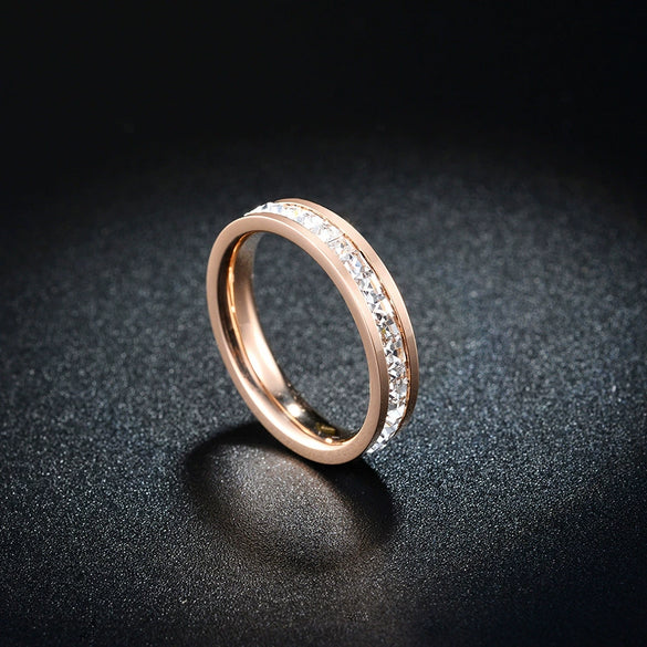 Titanium Steel Geometric Diamond Ring Unisex