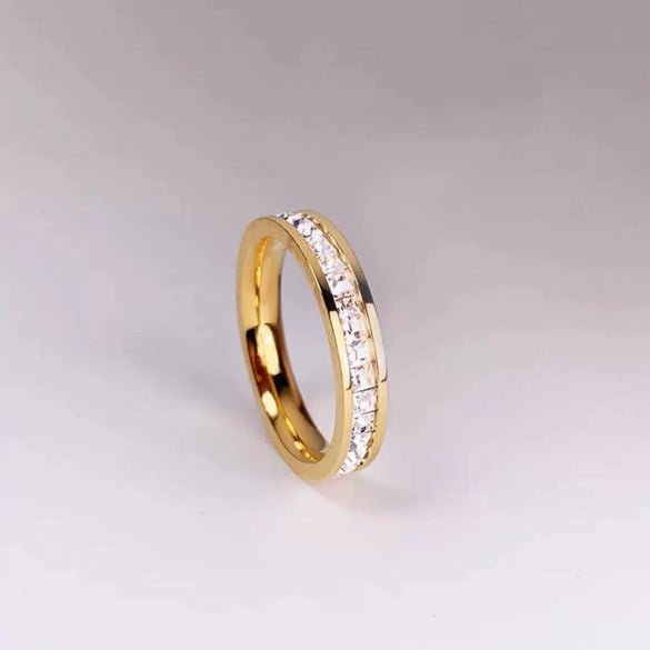 Titanium Steel Geometric Diamond Ring Unisex