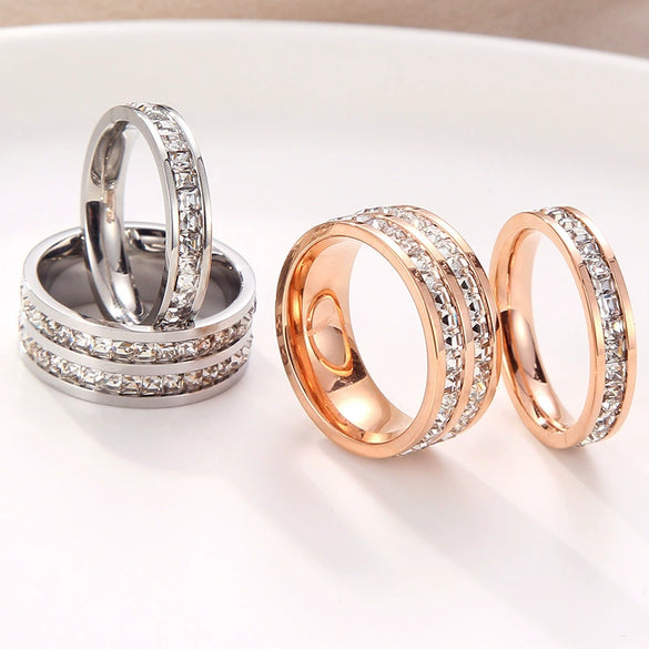Titanium Steel Geometric Diamond Ring Unisex