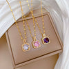 Titanium Steel Geometric Diamond Set Cartoon Pendant Necklace For Women