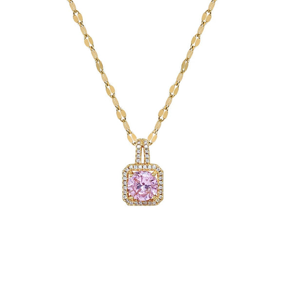 Titanium Steel Geometric Diamond Set Cartoon Pendant Necklace For Women