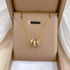 Titanium Steel Geometric Diamondencrusted Electroplated Necklace For Women