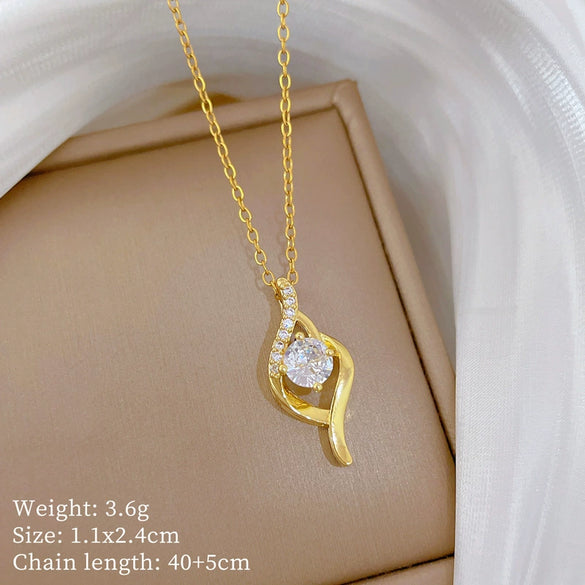 Titanium Steel Geometric Diamondencrusted Normcore Cartoon Style Necklace Unisex