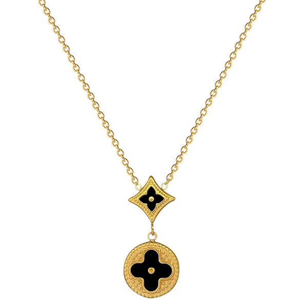 Titanium Steel Geometric Diamondshaped Lucky Grass Electroplating Unisex Clavicle Necklace